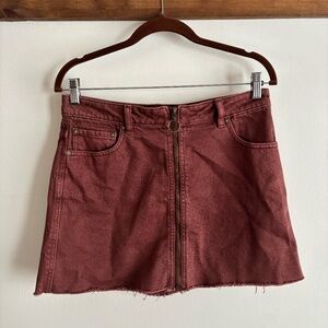 FP Red Denim Mini Skirt